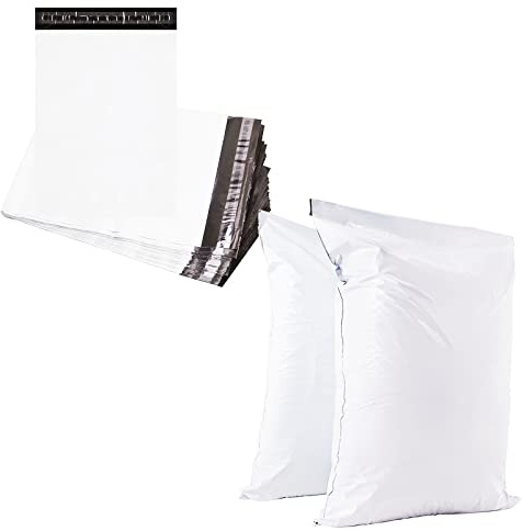 12 pièces Blanc Grand Enveloppe Plastique Expedition Pochette Envoie Colis Vinted,31x37 Sac Envoie Emballage Colis Autoadhésive Opaques Etanches pour Vetement Textiles et Boîtes à Chaussures
