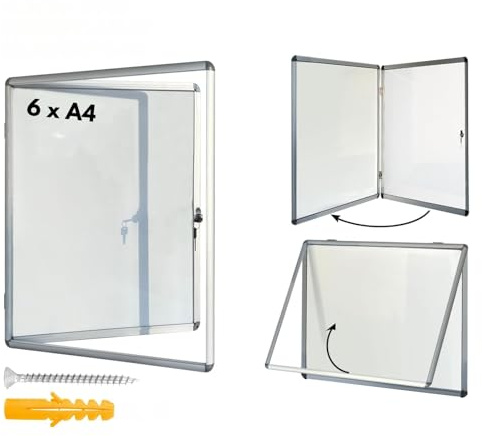 KARAT - Vitrine d'affichage - Enseignes murales en Verre Acrylique - Panneau magnétique - Tableaux d'affichage -Cadres d'affichage avec Serrure - Armoires d'affichage Cadre en Aluminium - Format 6xA4