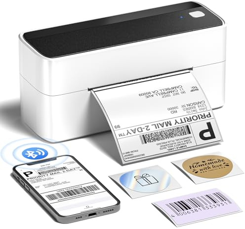Phomemo Bluetooth-etikettskrivare, etikett printer, etikettskrivare, 4 x 6 termoskrivare, DHL-fraktetiketter, skrivare för fraktpaket kompatibel med Ebay, Amazon, Etsy, Ups, Wish, Shopify, Zalando