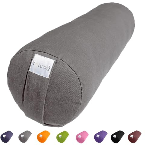 Sol Living Yoga Bolster Pillow for Restorative Yoga Meditation Bolster 100% Cotton Cylindrical Meditation Cushion Firm Cushion Bolster Washable Cover for Balance Support Asana Poses