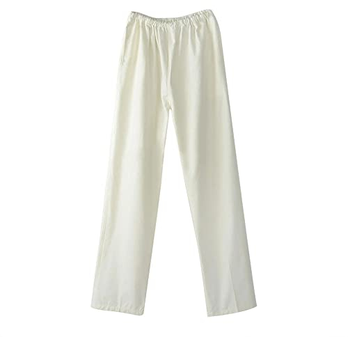 Rubruan Chinesische Kung Fu Herren Hose – Traditionelle Kampfkunst Taichi Wushu Kungfu Lange Trainingshose Jogginghose Freizeithose Herrenhose Sporthose Loser Stil - Baumwolle (Weiß, XXL)