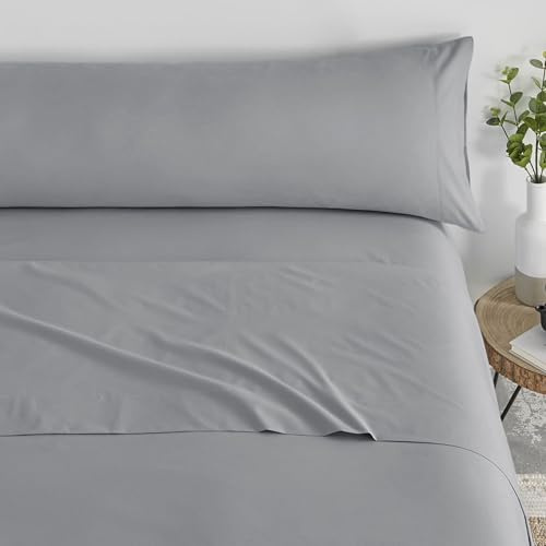 Donegal Collections - Juego de Sabanas 150 x 190 Gris Claro - Sabanas Cama 150 - Ropa de Cama Completa Bajera, Encimera y Funda Almohada - Sábanas Tacto Extrasuave Fabricado en España