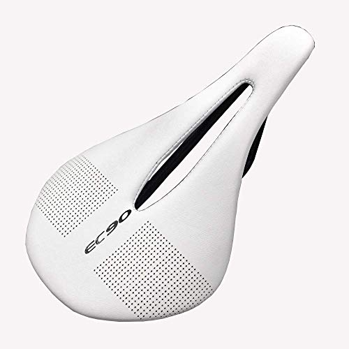 QTANZIQI Fahrradsitz, Fahrradsattel, Carbon + Leder, Rennrad-Sattel, MTB-Fahrradsättel, Mountainbike-Rennsattel, PU, ​​Ultraleicht, atmungsaktiv, weiches Sitzkissen, Weiß Silk Pillowcase