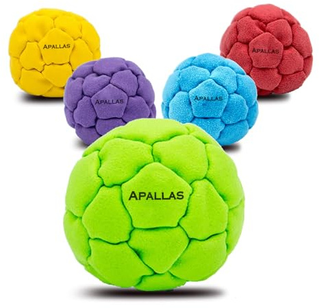 Apallas 50g Leather Hacky Sack Footbag - Professional Hacky Sack with No-Bust Stitching, 32 Panel Symmetry, Hand-Stitched Suede Material, Perfect for Kicks, Tricks & Freestyle Play (1 pc-Lime Green)