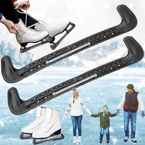 Benaton 1 Paar Eishockey Kufenschoner, Mit Spring Ice Skating Protector Für Kinder Erwachsene Eiskunstlaufschuhe, Sport Hockey Blade Guards, Verstellbarer Kufenschoner,Für Alle Größen Kürzbar(Schwarz)