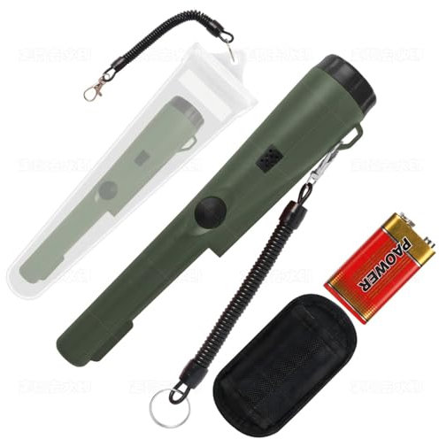 Detector de metales Pinpointer para búsqueda de metales, búsqueda del tesoro, búsqueda de tesoros de oro de 360 grados con cinturón, funda, LED, accesorios para herramientas impermeables (verde