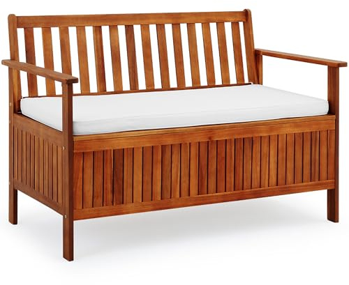 CASARIA® Banco de Jardín con Baúl 120x84x62cm Resistente a la Intemperie 320kg de Capacidad Almacenaje