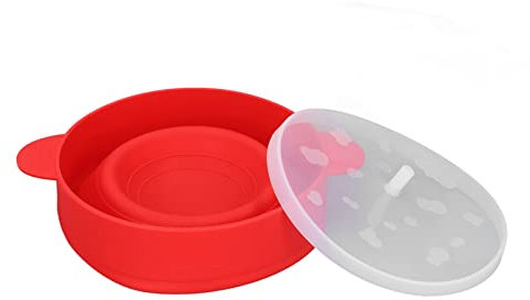 Palomitas de Maíz Plegables para Microondas con de Tapa, Tazón de Silicona de Grado Alimenticio DIY para Uso Doméstico y de Cocina (rojo)