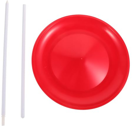 Abaodam Disco Chino de Malabarismo de Plástico Rojo con Plato Giratorio y Palos para Espectáculos de Circo y Entrenamiento de Habilidades Circenses