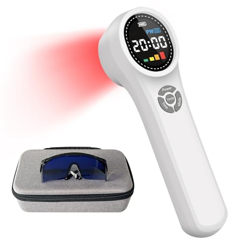 ZJKC - Dispositivo de terapia de luz roja para aliviar el dolor, 4x980nm 4x810nm 16x660nm Luz infrarroja portátil con pantalla LCD, luz infrarroja para rodilla, hombro, espalda