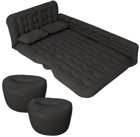 Colchón de automóviles, colchón de automóvil plegable para la parte trasera de los automóviles, enonjando la cama inflable de doble campamento con almohadas y accesorios para niños al aire libre en i