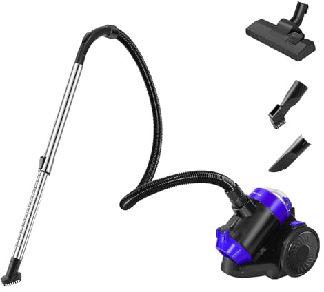 DayPlus Aspirateur sans sac 1000 W - Brosse de sol pour parquet, tapis, carrelage, filtre hygiénique, câble de 4 m, silencieux, compact et léger