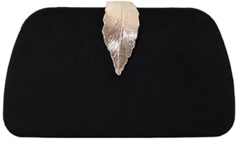 MYSNKU Glitter Evening Bag, Black, Leaf