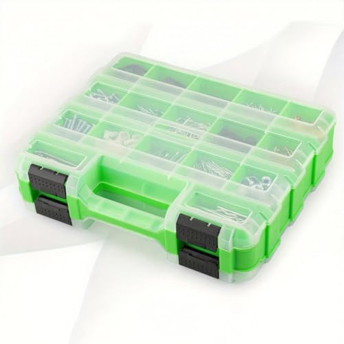 FACAIIO Boîte à outils double face en plastique avec cloison amovible pour ranger les pièces