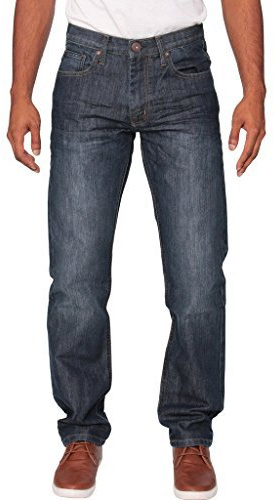 Ny herr Enzo normal passform rak denim blå jeansbyxor alla midjestorlekar indigo 36 W x 30 L, Indigo, 36W x 30L