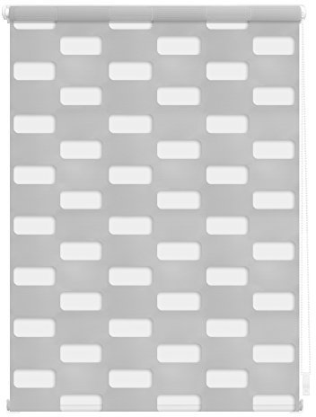 Lichtblick Doppelrollo Klemmfix ohne Bohren, Arena, Blickdicht, Klemmträger-Montage, Sichtschutz, Wandmongtage, Deckenmontage, für Fenster Grau,110 cm x 150 cm (B x L)