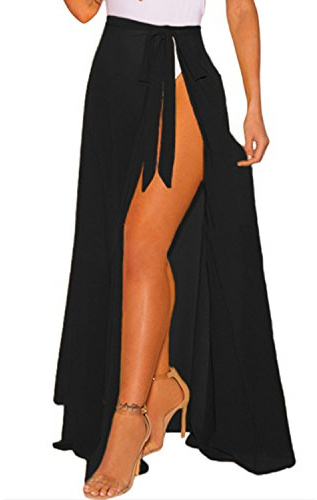 JLTPH Jupe Femme Été Boho Sarong Paréo Cache-Maillot Bikini Écharpe Robe de Plage Bikini Cover Up Maxi Jupe Taille Haute Couleur Unie