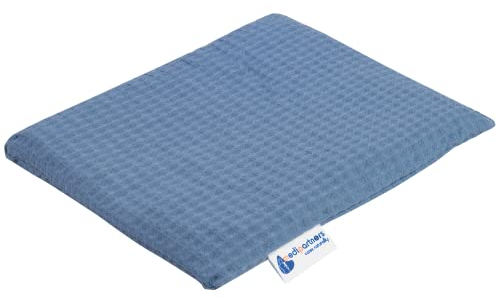 Medi Partners Almohada de hueso de cereza grande Cojín Térmico 500g Rectangular 20x25cm eco natural 100% Waffle Cotón terapia de calor + frío terapia de masaje (Azul Marino)