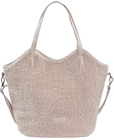 ZffXH Plüsch Tasche, Damen Beige Fleece Herbst-winter Handtasche Plüsch, Kunstfell Tasche, Sherpa-Taschen Teddytaschen, Teddy-Plüsch Flauschig Große Kunstfell-Handtasche Umhängetasche Hobo Shopper