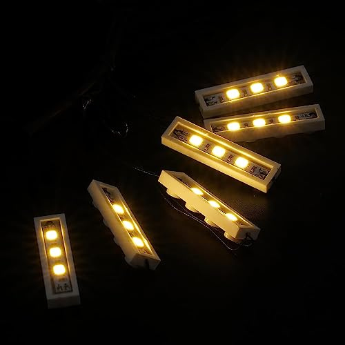 6 Weiss 1x4-Steine/Warmweiß LED-Downlights in Einer Reihe (Vier in einem Downlights), USB-betrieben – 100% kompatibel mit Lego-Steinen