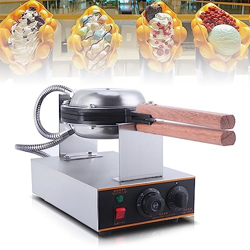 Gofrera comercial, gofrera eléctrica con burbujas, gofrera de huevo con temporizador, giratoria de 360 °, termostato ajustable de 50-300 °C, para cocina