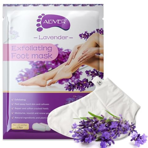 P-Beauty Fußmaske | Hauterneuernde Fußpeeling-Socken mit Lavendelextrakt | Ideal gegen Hornhaut, risse, raue Haut & Hühneraugen | Für samtweiche Füße | 1-Paar