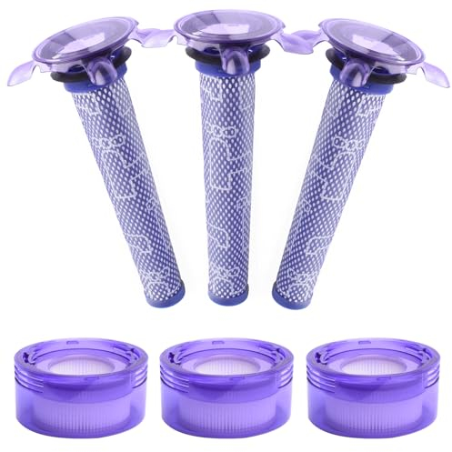 V8 Staubsaugerfilter, kompatibel mit Dyson V8 Fluffy schnurlosen Staubsauger, Modell SV25, Dyson V8 Handstaubsauger (3 HEPA-Filter + 3 Vorfilter)