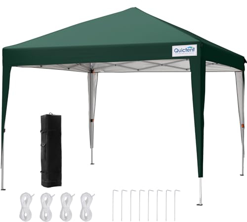 Quictent Tonnelle pliante 3 x 3 m étanche, stable, résistante à l'hiver, système de clic pop-up, protection UV 50+, tente de jardin, tente de fête, chapiteau vert
