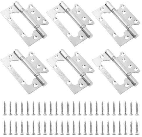 QINGHEC 6PCS Heavy Duty Flush Hinges Stainless Steel, 4in External Flush Hinges with Ball Bearing for Internal & External Doors & Gates