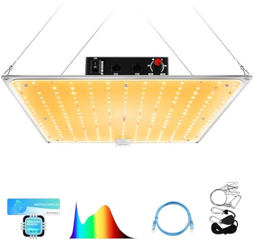 YAYZA! LED Grow Lampe, Pflanzenlampe Led Vollspektrum 100W für Growzelt, UV Grow Lampen Dimmbar 0%-100% Wachstumslampen, LM301B, 230V AC Pflanzenlicht für Zimmerpflanzen Gemüse und Blumen im Garten