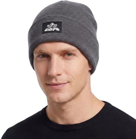 TOP-EX PolarWool™ 100% lana merino berretto a maglia berretto invernale caldo per uomo e donna antivento traspirante berretto beanie nero M-XXL, Medium-Large