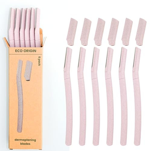 Dermaplane Blades for Face 6 Pack - Face Razors for Women - Eyebrow Razor, Eyebrow Shaper, Eyebrow trimmer - Facial Hair Remover for Women - Wheat Straw Peach Fuzz Remover - Dermaplaning Tool