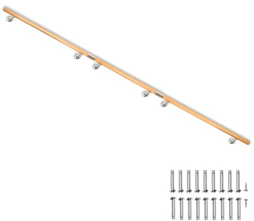 Buche Holz Handlauf Treppengeländer Geländer für Treppe Wandhandlauf Wand Treppe seitliche Montage Auswahl Länge 80-500 cm, Länge:450 cm