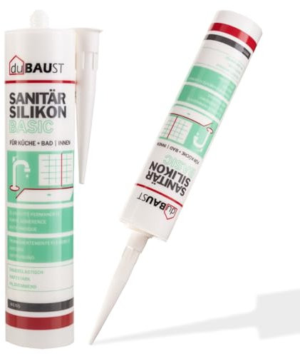 dubaust SAB24 Sanitärsilikon Basic elastisch dauernassbeständig schimmelresistent Bad Küche Dusche Feuchträume 300ml Kartusche (transparent)