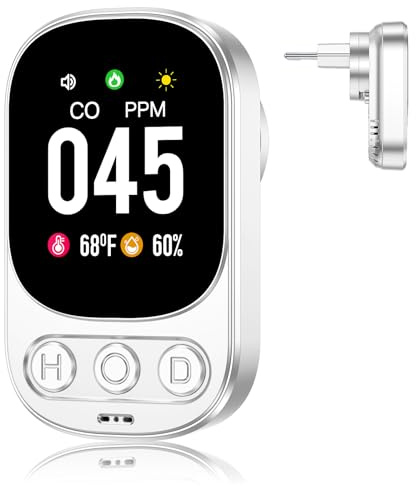 YOJOCK CO-Melder, Detector de Monóxido de Carbono 3-en-1 con Sensor de Temperatura y Humedad, Detector CO para Casa, Camper, Apartamento, Sótano, Taller y más, Certificado EN 50291 (Blanco Marfil)