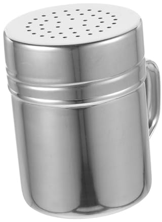 TOPPERFUN Tarro de Condimentos con Asa Recipiente Metálico para Especias Espolvoreador Reutilizable Agitador de Cacao Polvo para Cocina y Camping 1 Pieza