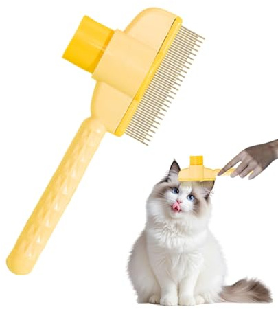 Djowyh Brosse pour le toilettage des chats - Poignée ergonomique à - Brosse d'embellissement des animaux de compagnie - Pour retirer le sous-poil et le démêlage