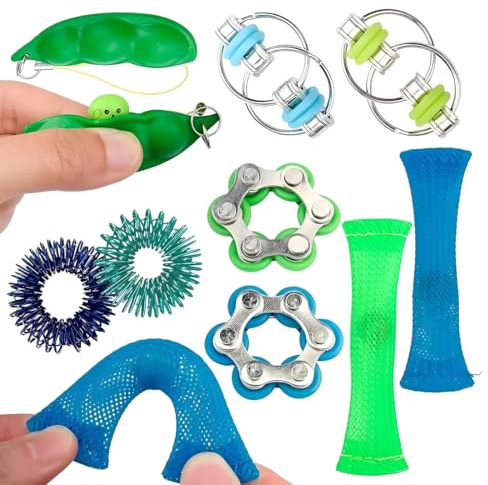 JHAZUN Fidget Toy, 15 Pezzi Giocattolo Antistress con Tubo a Rete Intrecciata, Giochi Sensoriali Manuali per Alleviare Stress e Ansia, Regalo Ideale per Adulti
