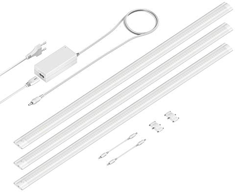 ledscom.de LED Unterbau-Leuchte SIRIS weiß matt, flach, 90cm, je 963lm, warm-weiß 3er Set
