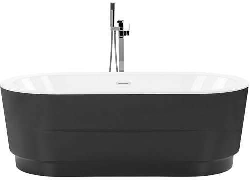 Badewanne oval 170 x 80 cm in Schwarz freistehend im minimalistischen Stil Empresa