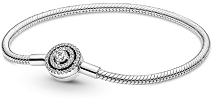 Pandora Timeless Snake chain sterling silver bracelet with clear cubic zirconia, 16