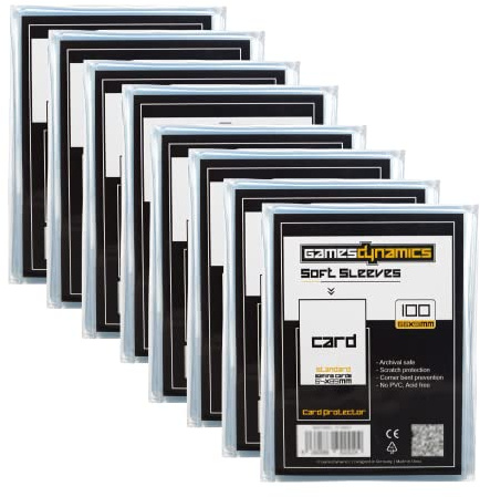 GamesDynamics Soft Sleeves 8x 100er Pack transparent I Karten-Hüllen in Standardgröße I Card Sleeves Acid Free I Toploader Spielkarten-Hüllen als Outer Sleeve