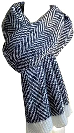 HGJH Strickschal Damen Damen-Thermoschal, Kaschmir-Schal, Mode-Schal, Patchwork, Gewebt, Schwarz, Weiß, Breite, Damen, Dick, Trend, Weihnachten, Schals Für Damen, Warmer Schal