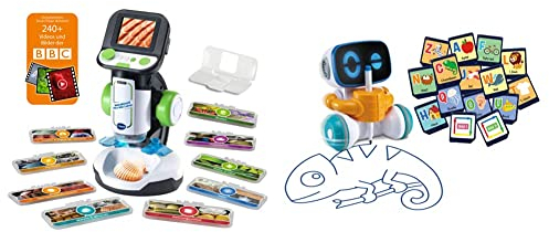 VTech Interaktives Video-Mikroskop – Bildschirm, smarte Objektträger & Codi, der clevere Mal-Roboter – Interaktiver Freund
