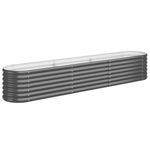 vidaXL Lit Surélevé de Jardin Pot à Fleurs Boîte à Plantes Lit Surélevé Patio Terrasse Extérieur Acier Galvanisé 224x40x36 cm Anthracite