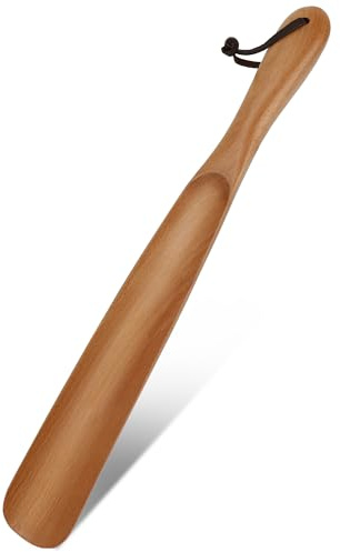 ZOMAKE Calzador Zapatos Madera 38 cm,Calzador de Madera Mango Largo Calzadores Largos para Mujer Hombre Niños Ancianos,Calzadores Zapatos Estable con Cuerda(Amarillo)