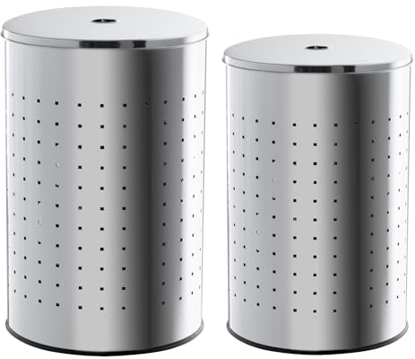 Home4You Wäschesammler-Set 2-teilig - Edelstahl - 37 Liter - 54 Liter