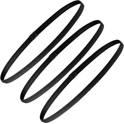 3 Pezzi Sportiva Fascia Capelli,Fascia Capelli Uomo,Fascia Elastico Capelli,Antiscivolo,Sottile,Nero?Uomo e Donna per Sport Bicicletta Jogging Yoga Basket Calcio Tennis