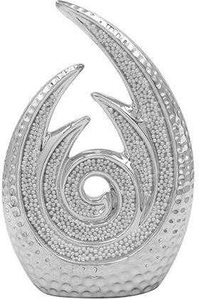 Elegant Modern Silver Abstract Art Sculpture - Minimalist Ceramic Decoration Ornament for Living Room, Bedroom, Office, Shelves, Coffee Table Decor (Big Sculpture)