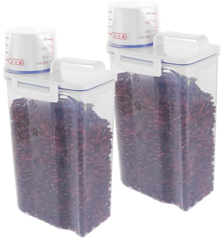 DAJAVE Müsli Aufbewahrung 2er Set 2000 ml Waschpulver Aufbewahrungsbox with Measuring Cup, Vorratsdosen mit Deckel Luftdicht, Schüttdosen für Trockenfutter Reis Mehl Waschmittel Hundefutter